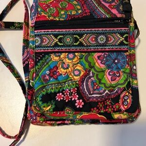 Vera Bradley Red and Pink Crossbody Bag with Paisley Pattern